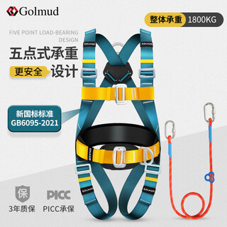 Gorm five-point safety belt full-body new national standard safety rope complete set of construction site workers air-conditioning lightweight safety belt anti-fall set gm3758 single small hook 3 meters