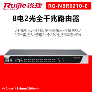 
Ruijie enterprise-level router VPN Internet behavior management gateway Multi-WAN bandwidth superimposed medical insurance line RG-NBR6210-E 2 optical ports/with 1000 New genuine product with tax included 13%