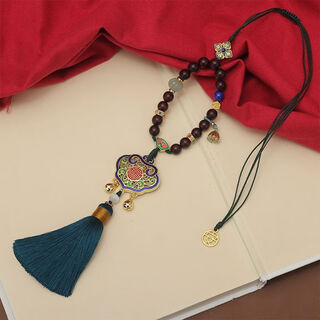 Litian brass ruyi car pendant car pendant ping an pixiu sand gold car rearview mirror decoration for women and men ruyi baby lock-ebony style