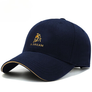 Isaac paul (yisabaoluo) men's hat pure cotton spring and autumn new trendy brand baseball cap women's fashion casual versatile sun visor cap spring and autumn cap calf style - navy blue (gold thread embroidery)