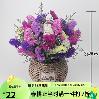 Dried flower bouquet living room decoration decoration yunnan real flowers dried natural flowers wholesale baby's breath forget-me-not 6 colors + grass 30 pieces + round flower basket