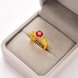 Ji ge new chinese copper coin set diamond ring women's retro versatile wealth ring ring chinese valentine's day gift copper coin type b