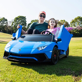 Jazz cool lamborghini large children's car can drive electric car can sit adults four-wheel parent-child remote control toy car exclusive painted blue