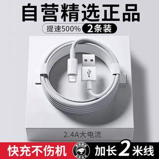 Koolife 2 pieces suitable for apple data cable 2 meters iphone14 mobile phone fast charging lightning car universal ipad/air/13promax/x/12/11/8splus