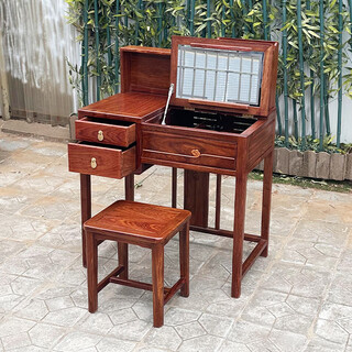 Zhengguan mahogany furniture african rosewood (scientific name: hedgehog rosewood) dressing table all solid wood flip dressing table bedroom new chinese style with smart mirror storage grid antique 68 styles dressing table + stool
