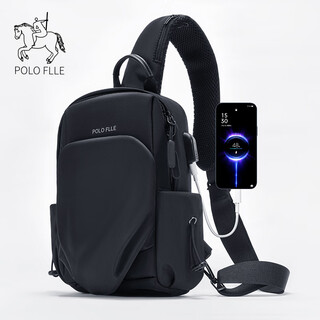 Cobia paul shoulder crossbody bag men's chest bag multi-functional business casual men's bag large capacity outdoor sports small backpack travel black