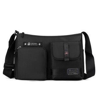 New men's shoulder bag casual trendy men's bag outdoor backpack large capacity crossbody shoulder bag black