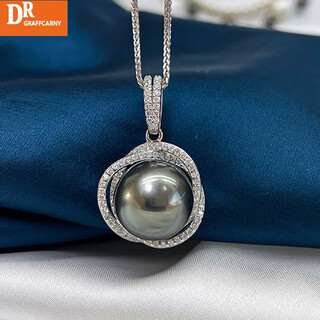 Dr graffcarny13-14mm bird's nest style large tahitian black pearl pendant 925 silver freshwater single necklace pendant for mother -14mm