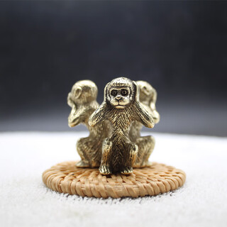 Dsf pure copper ornaments three no monkeys do not see, talk, no listen office study desktop paperweight ornaments small tea pet copper art three no monkeys