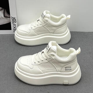 Dedra genuine leather high-top white shoes for women 2025 spring and autumn new thick-soled plus velvet cotton shoes to keep warm and versatile sports and leisure sneakers, white single lining 37 (235mm)