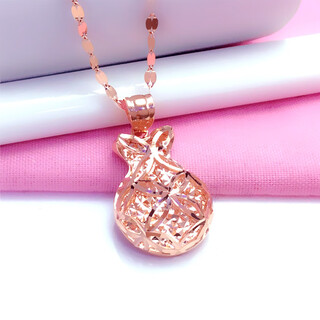 Dl 1998 fat donglai same style 18k purple gold necklace shiny zircon money bag women's pendant fashion shiny gold-plated color money zircon money bag necklace-40+5cm
