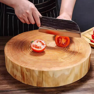 全适商用砧板菜墩厨房圆形剁肉板刀板砍骨剁肉案板实木切菜板40*10cm