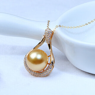 Junshi s925 silver ocean gold bead pendant single gold bead necklace for girlfriend, wife, mother s925 silver ocean 11-12mm