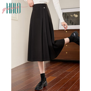 Halo queen suit women's autumn and winter annual party dress thickened pleated skirt versatile slimming over-the-knee skirt a-line skirt h144b6003