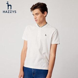 80% new hazzys men's summer solid color henry collar casual short-sleeved polo shirt for men astze03be83