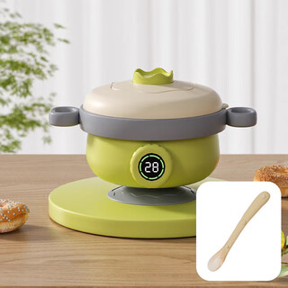 Sawang german high-end food bowl for babies, water-filled and heat-insulating 316 double inner tank, anti-fall, anti-scalding, constant temperature rice bowl, 2-piece set, lemon yellow + food spoon