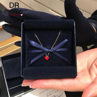 Heart-shaped k gold pendant 18 small red hearts female love clavicle chain peach heart light luxury simple niche love small red heart necklace