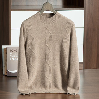Ordos city-made autumn and winter thickened and warm pure cashmere sweater for men, fashionable, light luxury and versatile men's knitted sweater, medium camel xl