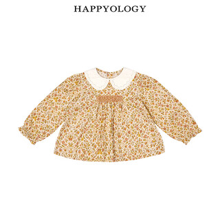 happyology英国儿童绣花女童上衣司马克衬衣童装春秋新品长袖衬衫 复古蔓藤花 常规 86 (86cm)