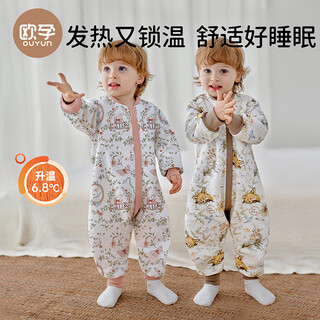 Ouyun baby sleeping bag for children spring and autumn air layer split leg anti-kick baby quilted sleeping bag red fox forest 80