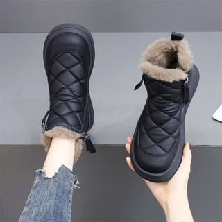 Dadong secret language northeast snow boots women's 2025 new winter plus velvet thickened warm cotton shoes waterproof anti-slip cold-resistant maillard short boots black 37