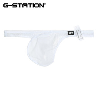 G-station ultra-thin silky high-transparency stc japanese small men's thong breathable quick-drying sexy tight underwear size small white l (for small sizes, it is recommended to go up 1-2 sizes)