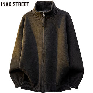 Inxx (inxx) inxx street american lazy style henry collar cardigan sweater for men autumn retro half turtleneck sweater black m recommended 100-120jin jin equals 0.5 kg