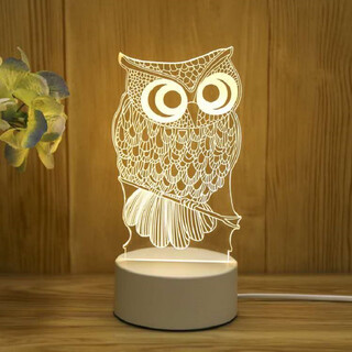 I think i dream creative 3d night light student gift gift bedroom table lamp usb cartoon owl usb model cold light warm light neutral light