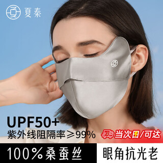 Xia qin sunscreen mask, silk anti-uv, thin mask for women, spring and summer driving artifact, mulberry silk face mask, deep space gray, silk sunscreen mask, classic style