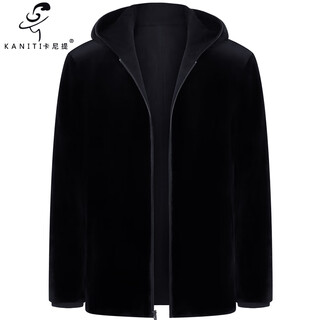 Caniti double-sided cashmere coat men's hooded parka mink sheared lining fur coat winter fur one-piece navy + mink sheared 3xl