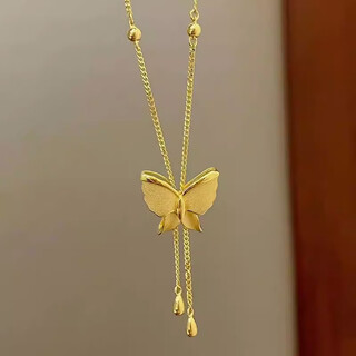Fire shell elegant butterfly necklace tassel long women's 18k gold plated fugitive princess pendant clavicle chain necklace women's jewelry