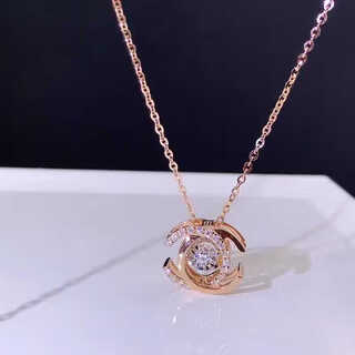 Dl 1998 fat donglai same style double ring 18k rose gold necklace gold double c smart diamond female color gold light luxury pendant clavicle chain double c smart diamond necklace rose gold