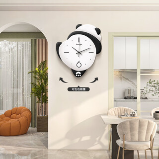 Long time no see panda huahua clock living room wall clock home internet celebrity wall clock restaurant creative swing clock