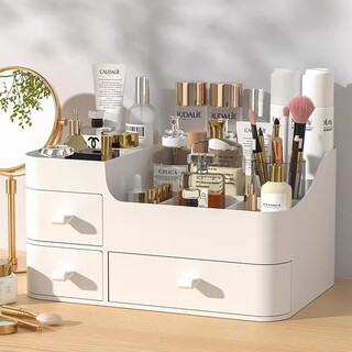Sivass cosmetics storage box desktop dressing table skin care product shelf lipstick organizer table drawer type small box white medium size