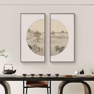 Ji jian ji new chinese tea room decoration painting ink painting study room landscape traditional chinese painting living room hanging painting background wall mural