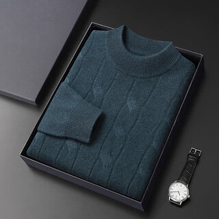 King deer 2025 new pure cashmere sweater men's thick half turtleneck winter knitted thickened wool sweater base light gray blue 3xl 185
