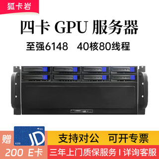 狐卡岩至强四卡深度学习主机GPU服务器工作站4卡5880/5090人工智能高性能AI模型数据训练处理存储机架式 双路6148 共40核80线程 2.4G 32G内存 | 标配（不含独显）