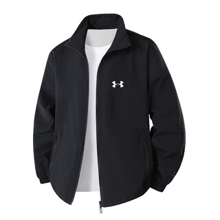Under armor fashion windproof and waterproof fishing wear casual workwear stand collar versatile men's jacket autumn sports jacket black 2xl recommended 140-155jin jin equals 0.5kg