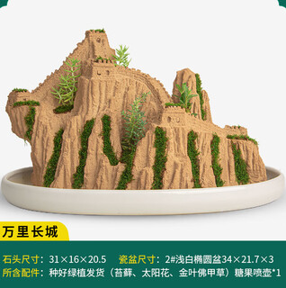 Smvp boutique indoor natural absorbent stone landscaping water stone ornaments landscape bonsai flowing water rockery micro landscape great wall (complete set)