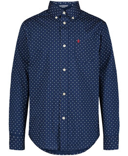 Izod boys long sleeve plaid shirt casual versatile pocket style navy print 14-16