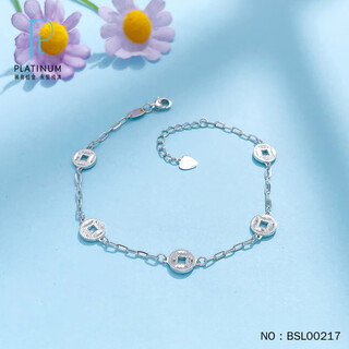 Jibaolou pt950 platinum bracelet for women, hollow wealth rolling fish scale copper coin platinum bracelet 18.5cm 5.1g