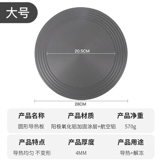 Huili's pot bottom anti-burning black artifact kitchen household coal gas stove heat conduction plate cast iron pot pot thawing plate 28cm