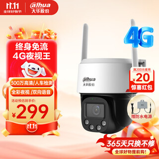 dahua大华4G终身免流量监控摄像头 4G全彩夜视王无需连wifi监控器室外户外手机远程360度高清全景P3E-4G