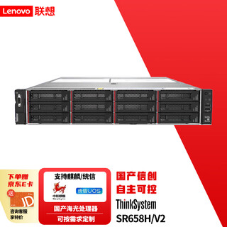 联想（Lenovo）SR658H/SR658H V2国产化服务器主机 2U机架式AI 双路海光处理器信创自主可控 Deepseek本地部署 SR658HV2丨2*海光7390丨64核2.7G 32G丨3*2.4T丨RAID5