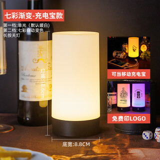 Bright luxury atmosphere rechargeable table lamp customized printing balcony dining table wine bar decoration bedroom night light desktop script killing lamp colorful gradient + power bank + charger
