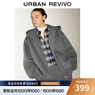 Ur2025 new winter women's casual daily hooded zipper super loose jacket uwh150104# gray (loose) m