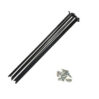 Ayub bicycle spokes, mountain bikes, road bikes, children's bikes, steel wire strips, black 2mm thick, no. 14, 10 pieces (with spoke caps) 263mm