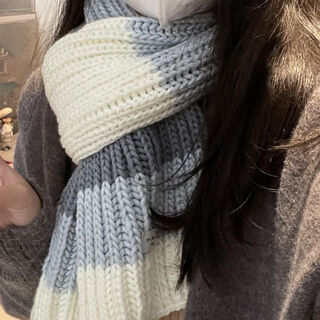 Changyin color-blocked hand-woven scarf diy material package wool hand-woven scarf as a holiday gift for men and women, milky white, light gray, medium knitting device