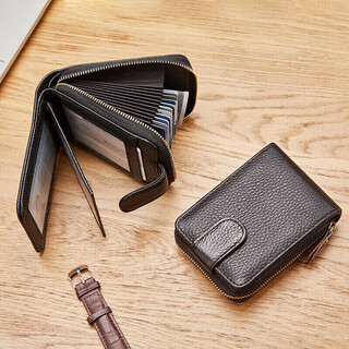 Postaton first-layer kraft card bag with multiple card slots, men's coin purse, accordion card bag, birthday gift for husband, boyfriend, dad