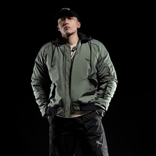 Monster guardians flight jacket men's autumn and winter trendy contrasting color baseball uniform casual all-match sports jacket military green l